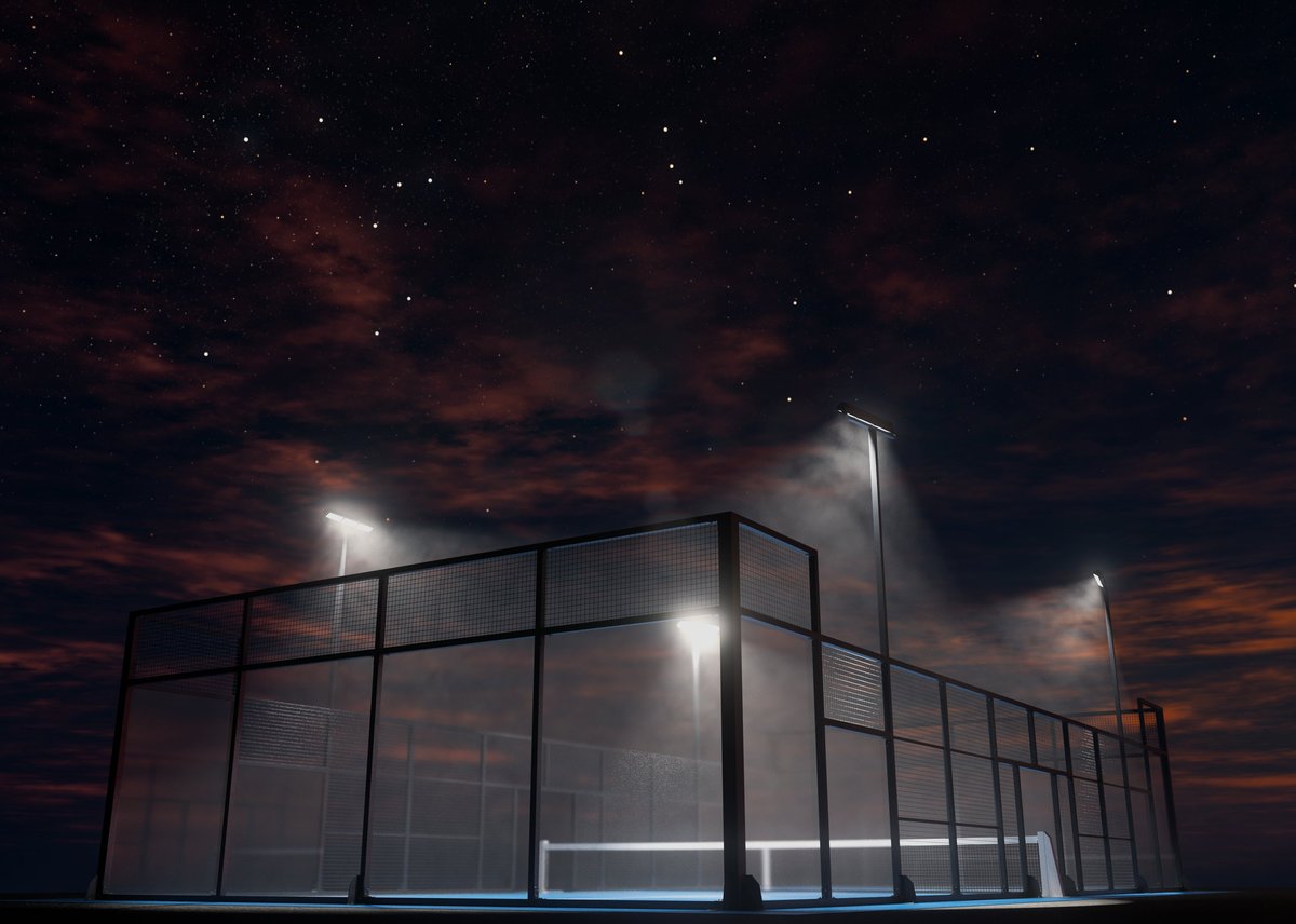 Padel court illuminated at night at Padel 956